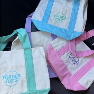 Trader Joe’s Pastel Mini Canvas Tote Bags Limited Edition 4